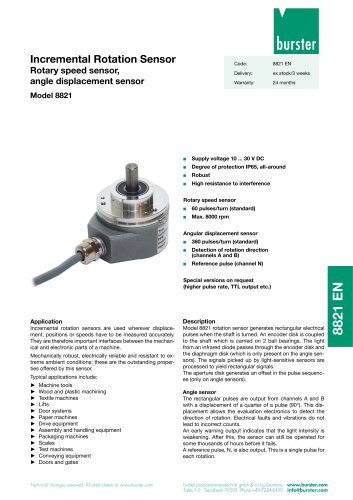 Data Sheet-Incremental Rotation Sensor Model 8821