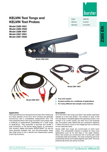 Data Sheet - KELVIN-Test Tongs and Test Probes