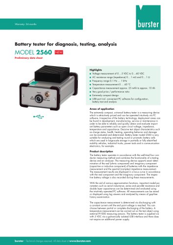 Data Sheet Model 2560