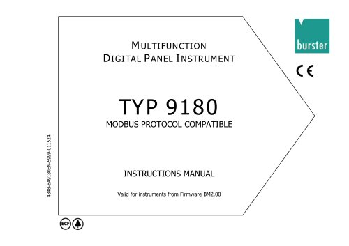 Instrucions Manual Multifunction Digital Panel Instrument Model 9180