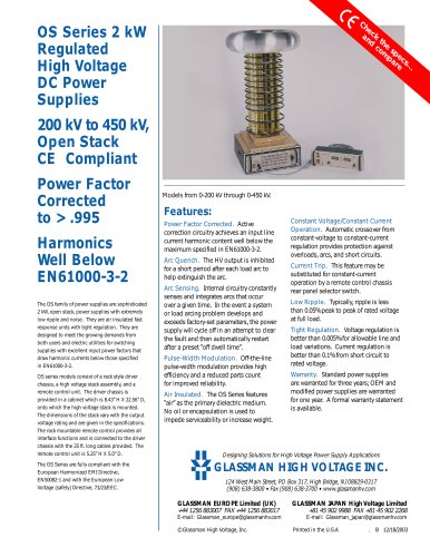 OS Series 2 kW Regulated High Voltage DC Power Supplies