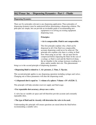 Dispensing Dynamics - Fluid Principles