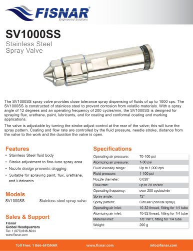 SV1000SS Stainless Steel Spray Valve