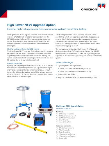 High Power 70 kV Upgrade Option - Datasheet