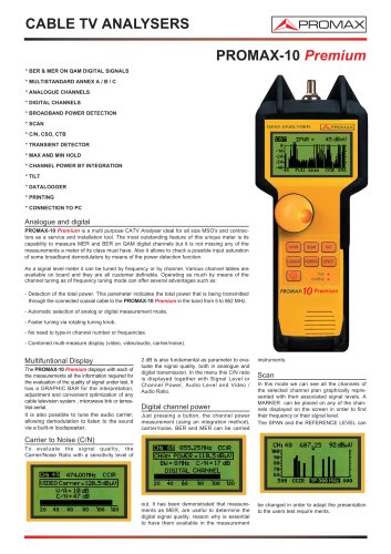 PROMAX 10 Premium Cable TV QAM Analyser