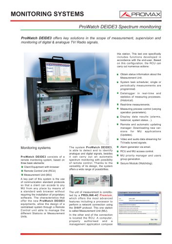 PROWATCH DEIDE 3 Detection and Identification of Digital TV and radio signals