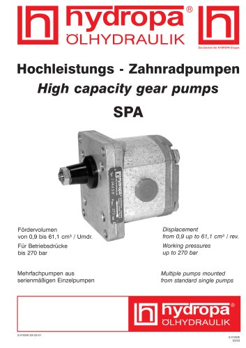 HYDRAULIC PUMPS  HIGH CAPACITY GEAR PUMPS