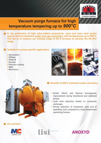 Vacuum purge furnace for high temperature tempering up to 900C