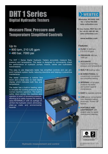 DHT 1 Series  Digital Hydraulic  Testers