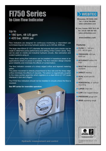 FI750 Series In-Line Flow Indicator