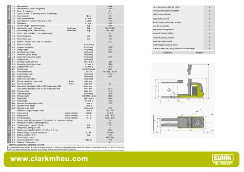 Specification sheet CLARK C OP 01