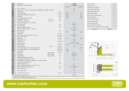 Specification sheet CLARK C PT 20 ac