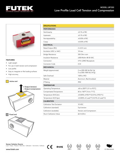 MODEL LRF350 Low Profile Load Cell Tension and Compression