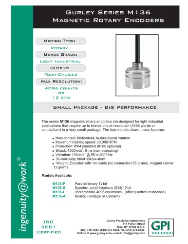 Gurley Series M136 Magnetic Rotary Encoders