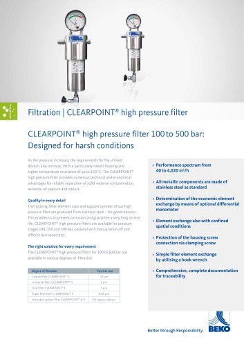 High pressure filters CLEARPOINT HP