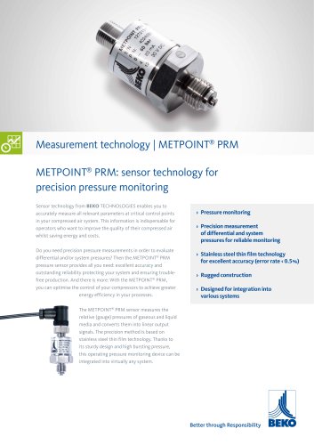 Pressure monitoring with METPOINT PRM