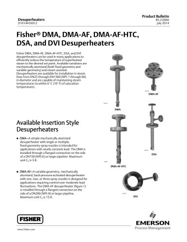 Fisher® DMA, DMA/AF, DMA/AF-HTC, DSA, and DVI Desuperheaters