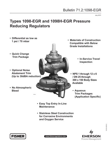 Types 1098-EGR and 1098H-EGR Pressure Reducing Regulators