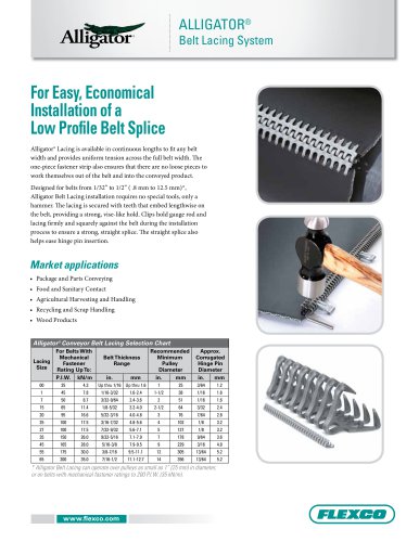 Alligator® Conveyor Belt Lacing Fastener System