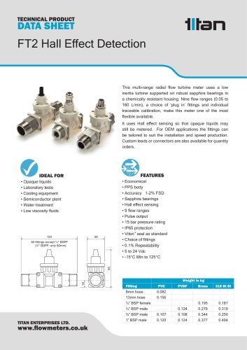 FT2 Hall Effect Flowmeter Data Sheet