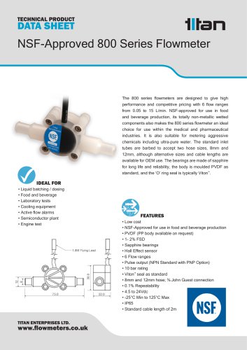 NSF-Approved 800 Series Turbine Flowmeter