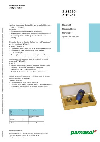 Specification of container Z 19250