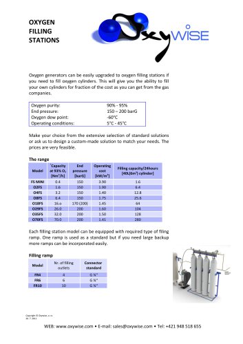 Oxygen cylinder filling station