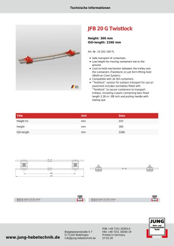 JFB 20 G TL - Product Details