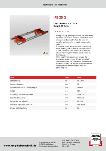 JFB 25 G Product Details