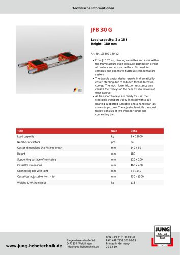 JFB 30 G Product Details