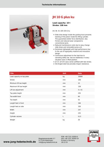 JH 10 G plus ku Product Details