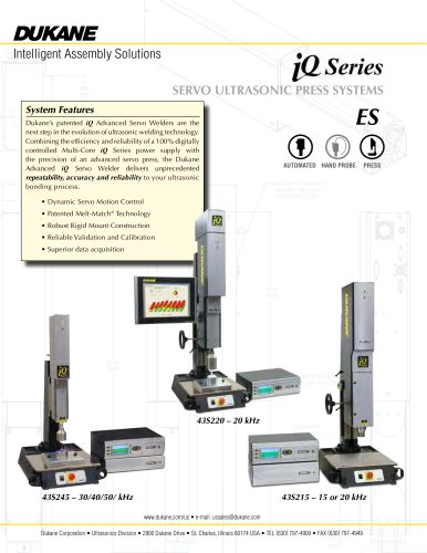 iQ Series Servo Ultrasonic Press Systems