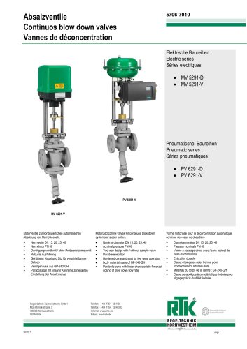 Continuous blowdown valve MV 5291