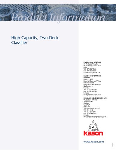 High Capacity, Two-Deck Classifier