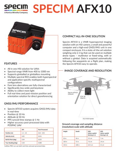 Specim AFX10 Data Sheet