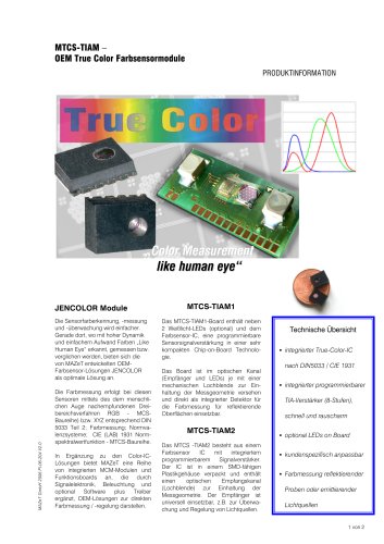 Product information - MTCS-TIAM - OEM True-Color Sensor Modules