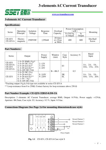 3 element AC current transducer