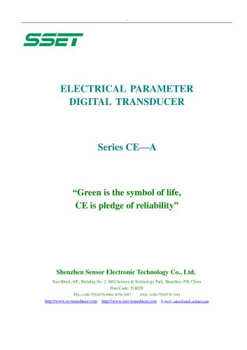 CE-A Catalogue for Transducer with RS485 Digital Output