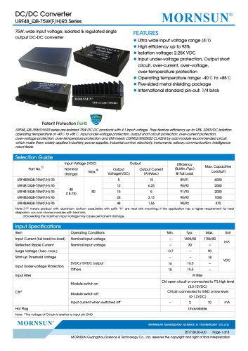 18-75V Ultra-wide Input Voltage URF48_QB-75WR3 Series