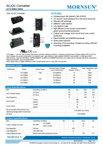 LD12 / 12watt AC/DC power supply / Medical