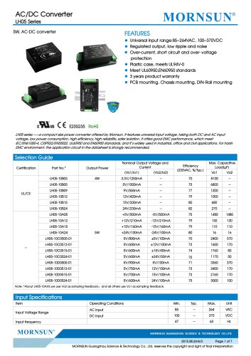 LH05 / 5watt AC/DC power supply / Industrial / CE,UL