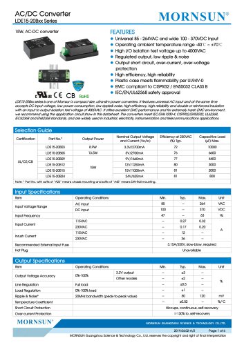 MORNSUN 15W Ultra small size AC/DC converter LDE15-20B03