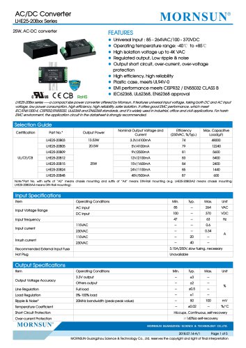 MORNSUN 25W 85-264VAC input AC/DC Converter LHE25-20Bxx