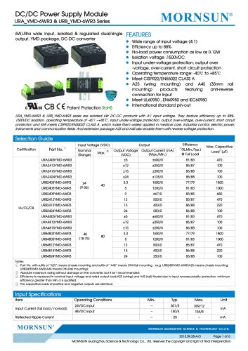 URB_YMD-6WR3 / 4:1 / 1"*1" /6 watt / dc dc converter