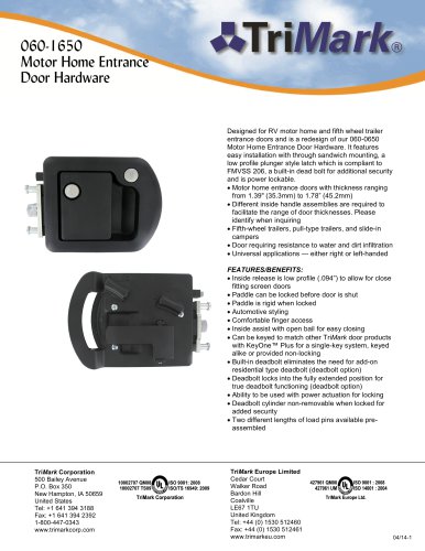 060-1650 Motor Home Entrance Door Hardware