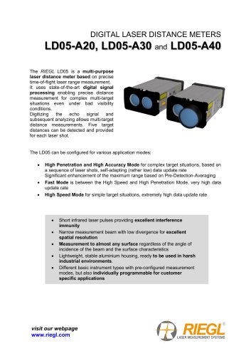 RIEGL LD05-A20, LD05-A30 and LD05-A40