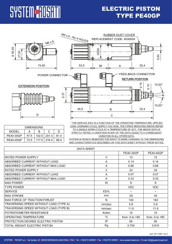 TDS - Linear actuator type PE40GP (FEED-BACK)