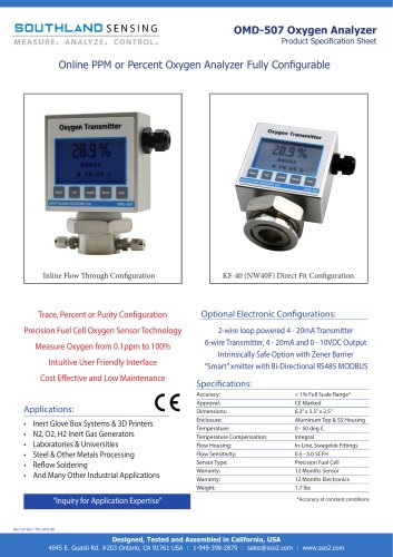 Southland Sensing Ltd 所有产品目录和PDF技术手册