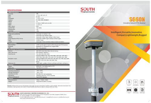 Intelligent, Versatile, Innovative, Compact, Lightweight, Rugged, RTK Receiver- SOUTH S660N