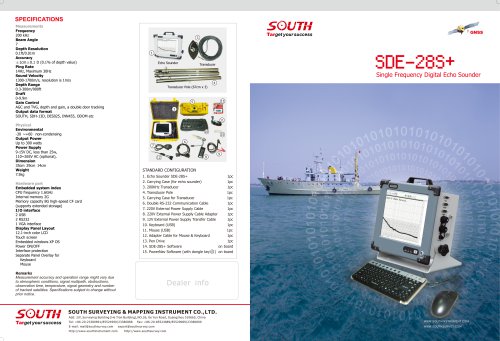 Single Frequency Digital Echo Sounder SOUTH SDE-28S+